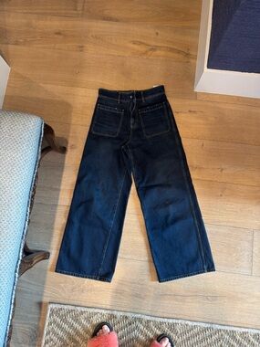 Dior Women’s Wide-Leg Patch Pocket Jeans in Dark Indigo